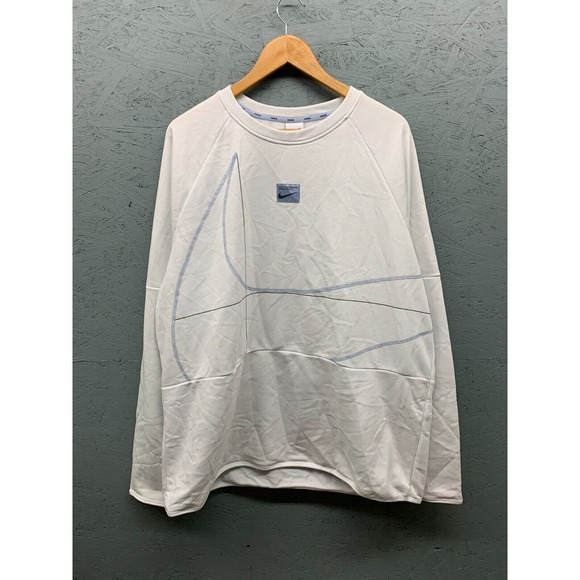 Nike Dri-FIT‎ White Sweatshirt Size XL Men's Long Sleeve Crewneck - Picture 1 of 9